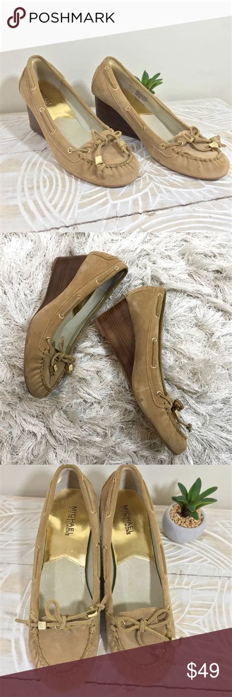 michael kors tan suede wedges